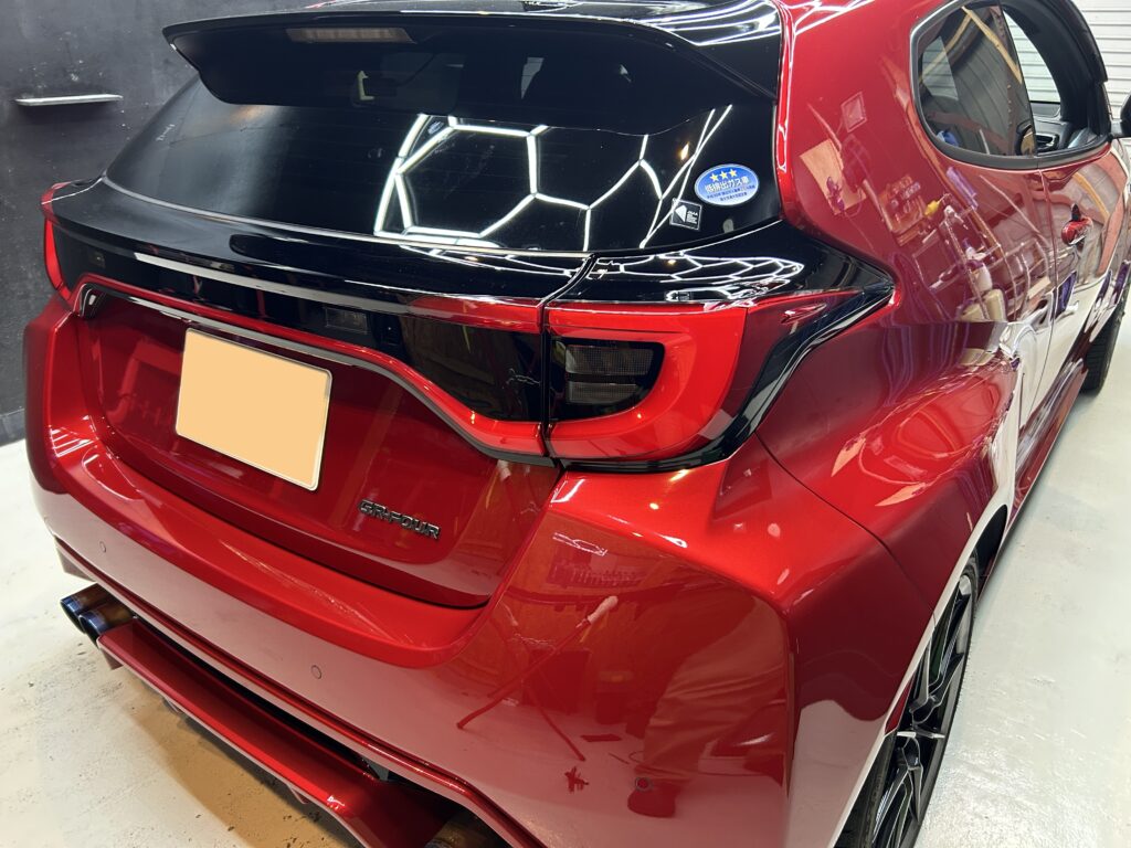 【施工事例】GRヤリス(中古車)|セラミックコーティング|和歌山・岩出のコーティング専門店ALLBLUE GRヤリス(中古車)セラミックコーティング施工後のリア|和歌山・岩出のALLBLUE