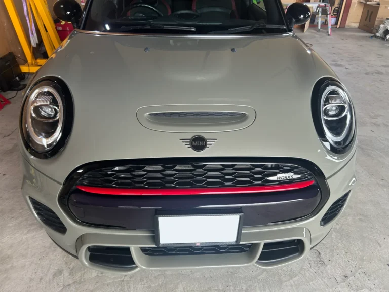【施工事例】MINI ジョンクーパーワークス(輸入車)|ヘッドライト再生+プロテクションフィルム|和歌山・岩出のコーティング専門店ALLBLUE