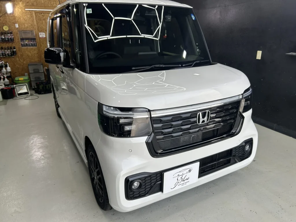 【施工事例】ホンダ N-BOXカスタム（新車）｜セラミックコーティング＋ヘッドライト・樹脂パーツコーティング｜和歌山・岩出のコーティング専門店ALLBLUE